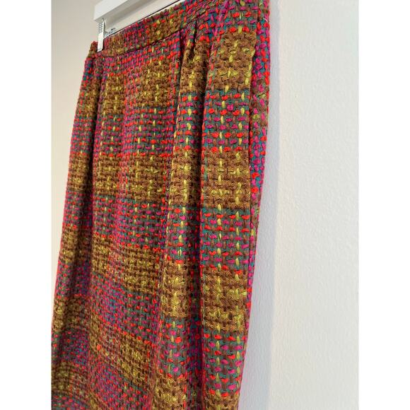 VTG Glimor Tweed Skirt Set Fuchsia Green Double Breasted & Pencil Skirt Sz 12 SG - Picture 10 of 15